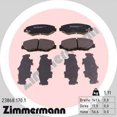 Zimmermann 23868.170.1 - Гальмівні колодки, дискові гальма avtolavka.club