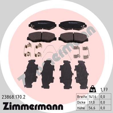 Zimmermann 23868.170.2 - Гальмівні колодки, дискові гальма avtolavka.club
