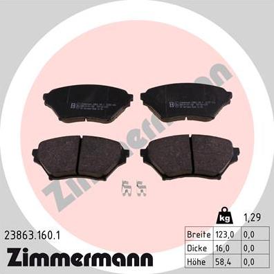 Zimmermann 23863.160.1 - Гальмівні колодки, дискові гальма avtolavka.club