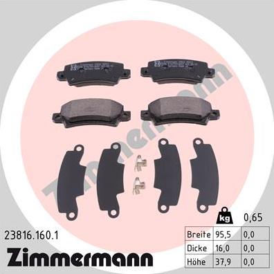 Zimmermann 23816.160.1 - Гальмівні колодки, дискові гальма avtolavka.club