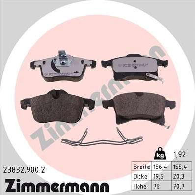 Zimmermann 23832.900.2 - Гальмівні колодки, дискові гальма avtolavka.club