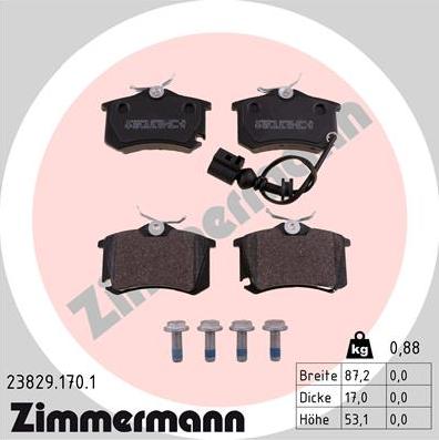 Zimmermann 23829.170.1 - Гальмівні колодки, дискові гальма avtolavka.club