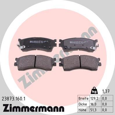 Zimmermann 23873.160.1 - Гальмівні колодки, дискові гальма avtolavka.club