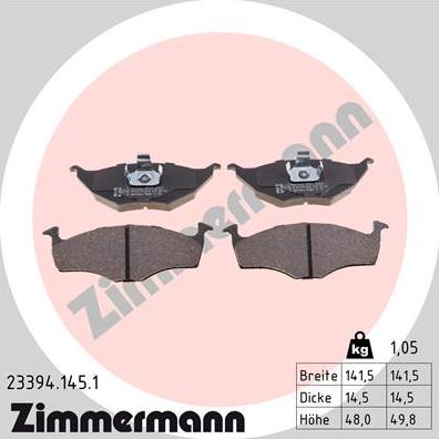 Zimmermann 23394.145.1 - Гальмівні колодки, дискові гальма avtolavka.club