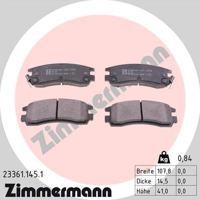 Zimmermann 23361.145.1 - Гальмівні колодки, дискові гальма avtolavka.club