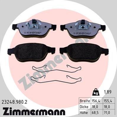Zimmermann 23248.980.2 - Гальмівні колодки, дискові гальма avtolavka.club