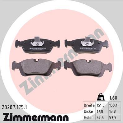 Zimmermann 23287.175.1 - Гальмівні колодки, дискові гальма avtolavka.club