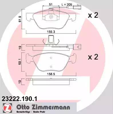 Zimmermann 23222.190.1 - Гальмівні колодки, дискові гальма avtolavka.club