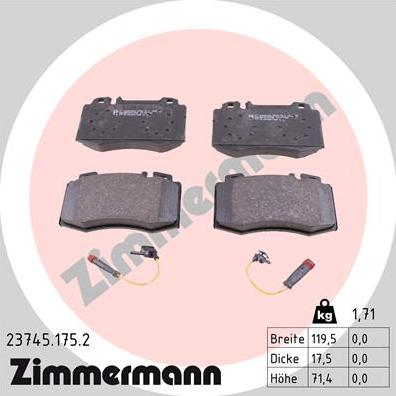 Zimmermann 23745.175.2 - Гальмівні колодки, дискові гальма avtolavka.club