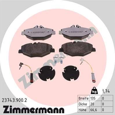 Zimmermann 23743.900.2 - Гальмівні колодки, дискові гальма avtolavka.club