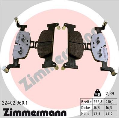 Zimmermann 22402.960.1 - Гальмівні колодки, дискові гальма avtolavka.club