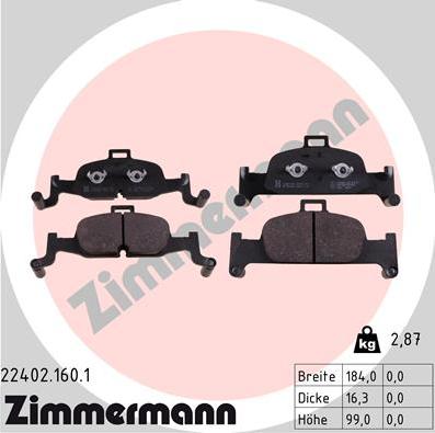 Zimmermann 22402.160.1 - Гальмівні колодки, дискові гальма avtolavka.club