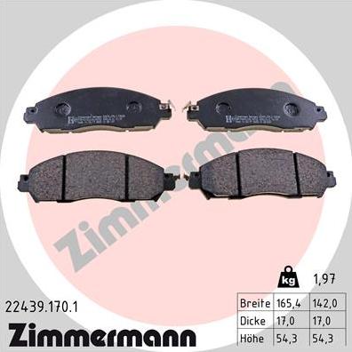 Zimmermann 22439.170.1 - Гальмівні колодки, дискові гальма avtolavka.club