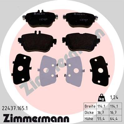 Zimmermann 22437.165.1 - Гальмівні колодки, дискові гальма avtolavka.club