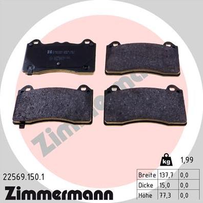 Zimmermann 22569.150.1 - Гальмівні колодки, дискові гальма avtolavka.club