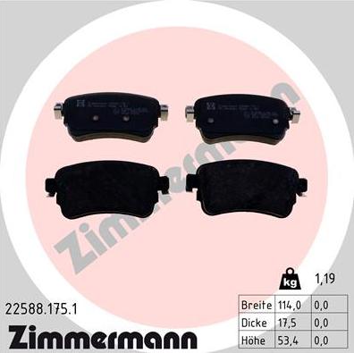 Zimmermann 22588.175.1 - Гальмівні колодки, дискові гальма avtolavka.club