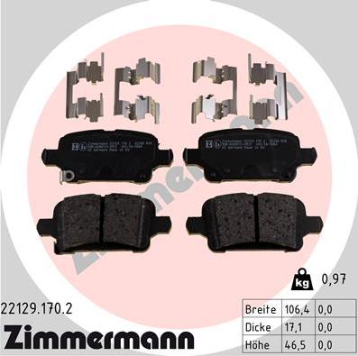 Zimmermann 22129.170.2 - Гальмівні колодки, дискові гальма avtolavka.club
