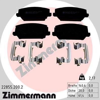 Zimmermann 22855.200.2 - Гальмівні колодки, дискові гальма avtolavka.club