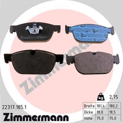 Zimmermann 22317.185.1 - Гальмівні колодки, дискові гальма avtolavka.club