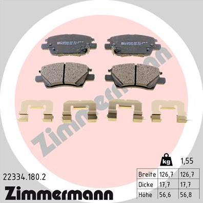 Zimmermann 22334.180.2 - Гальмівні колодки, дискові гальма avtolavka.club