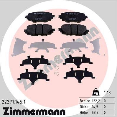 Zimmermann 22271.145.1 - Гальмівні колодки, дискові гальма avtolavka.club