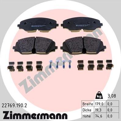 Zimmermann 22769.190.2 - Гальмівні колодки, дискові гальма avtolavka.club