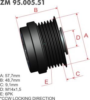 ZM ZM 95.005.51 - Ремінний шків, генератор avtolavka.club