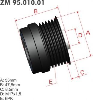 ZM ZM 95.010.01 - Ремінний шків, генератор avtolavka.club