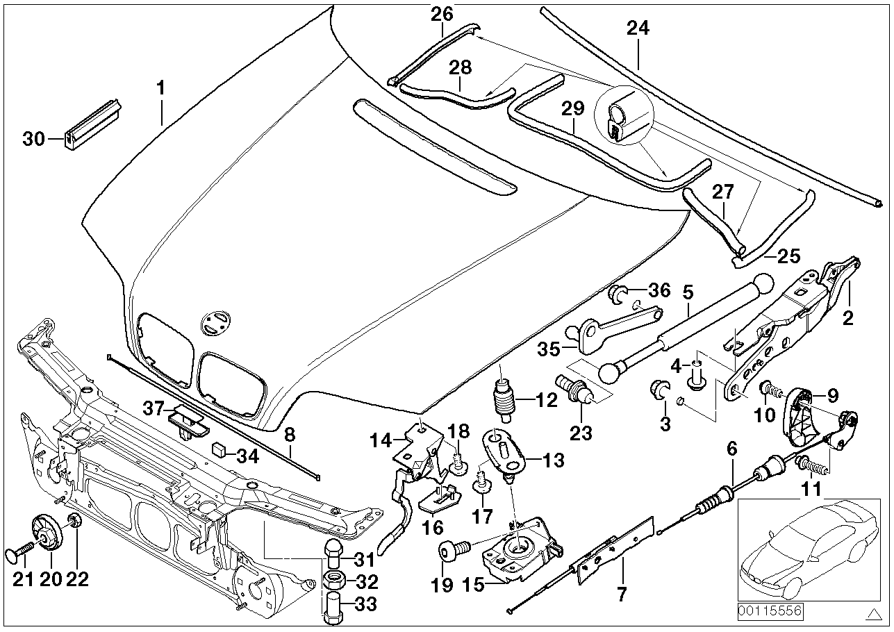 BMW 51237893236 - Газова пружина, капот avtolavka.club