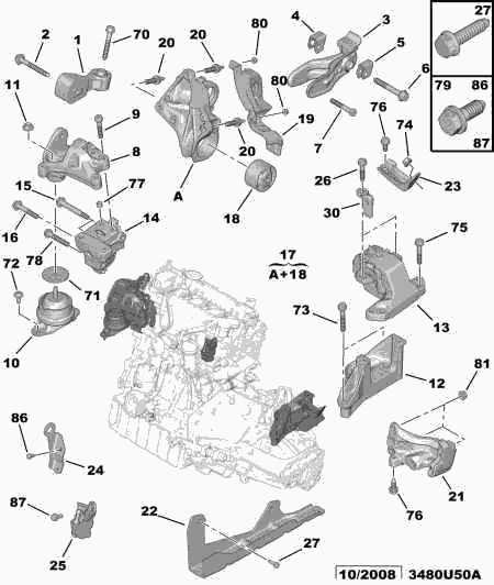 PEUGEOT (DF-PSA) 1807 X7 - Подушка, підвіска двигуна avtolavka.club