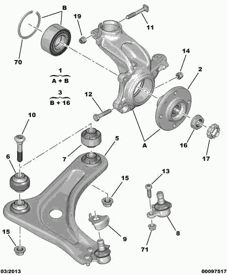 PEUGEOT 16 075 574 80 - FRONT SWIVEL PIN; LEFT avtolavka.club