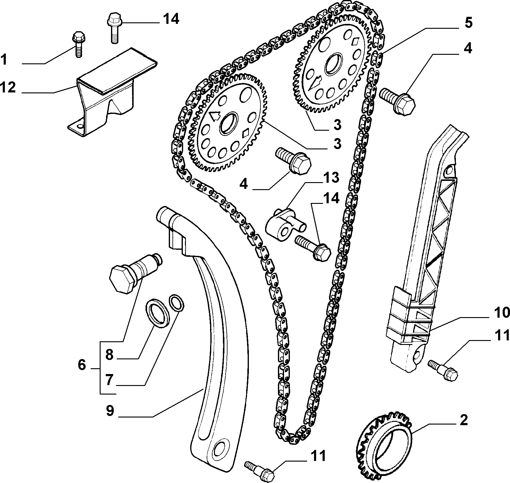 FIAT 71739282 - Комплект ланцюга приводу распредвала avtolavka.club