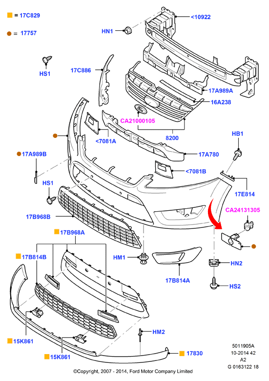 FORD 1509109 - Решітка вентилятора, буфер avtolavka.club