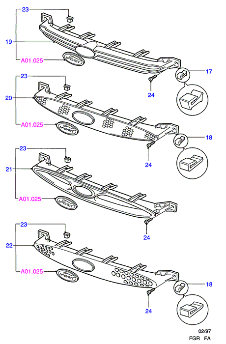 FORD 1013105 - Решітка вентилятора, буфер avtolavka.club