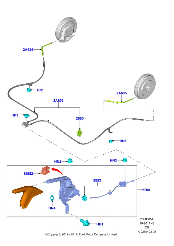 FORD USA 1751871 - Трос, гальмівна система avtolavka.club