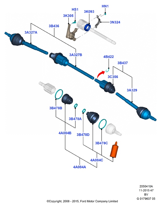 FORD 1594945 - Шарнірний комплект, ШРУС, приводний вал avtolavka.club