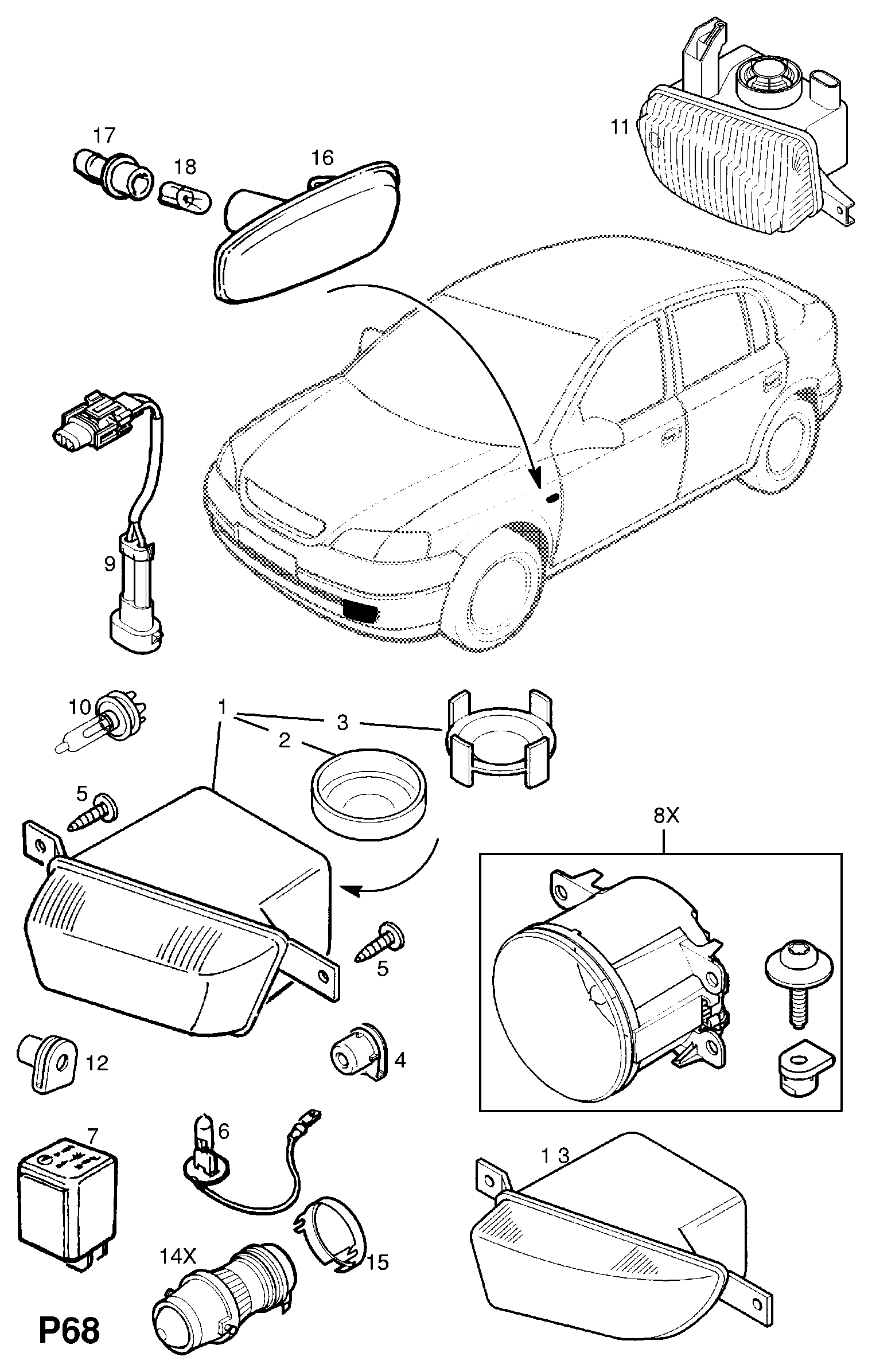 Opel 1713400 - Бічний ліхтар, покажчик повороту avtolavka.club