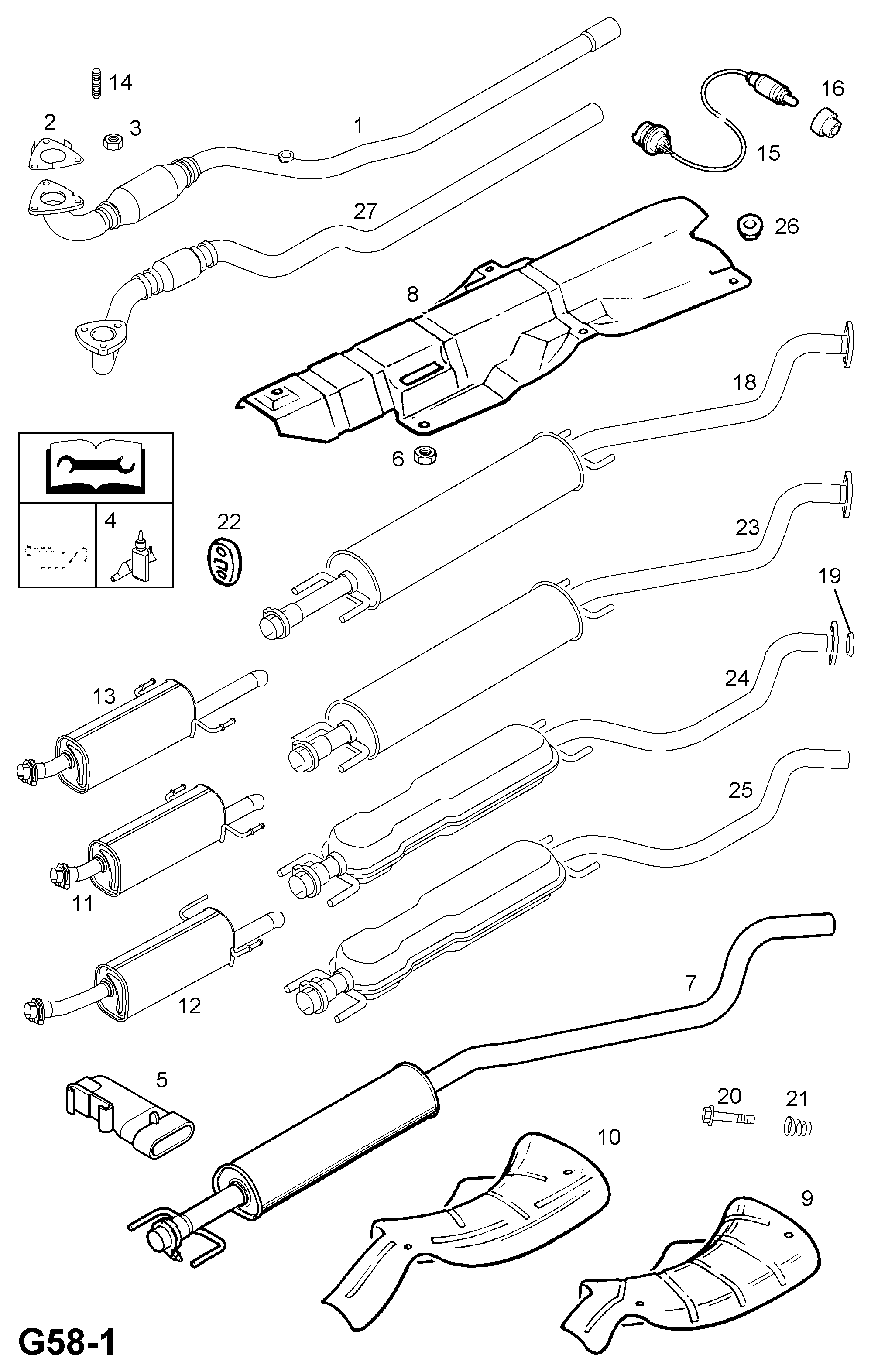 Opel 58 52 261 - Середній глушник вихлопних газів avtolavka.club