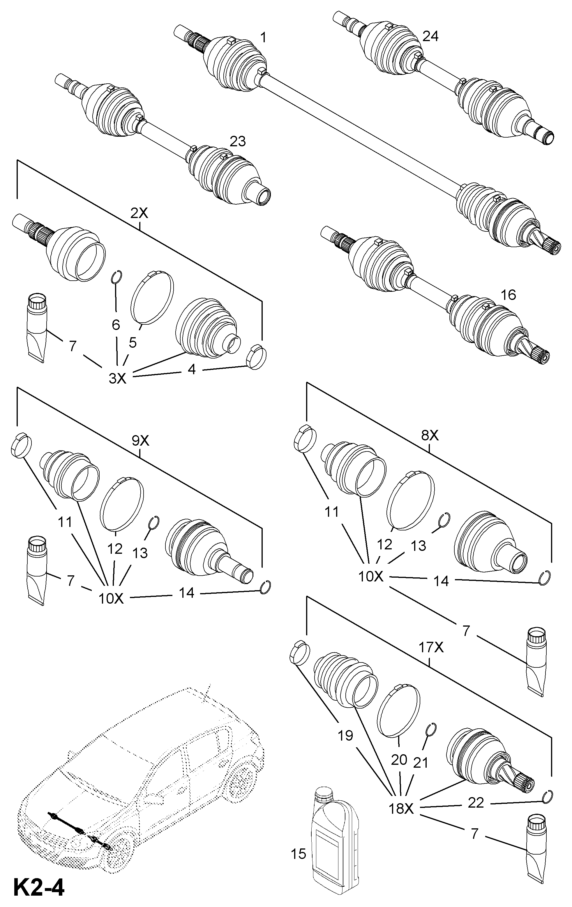 Vauxhall 1603274 - Шарнірний комплект, ШРУС, приводний вал avtolavka.club