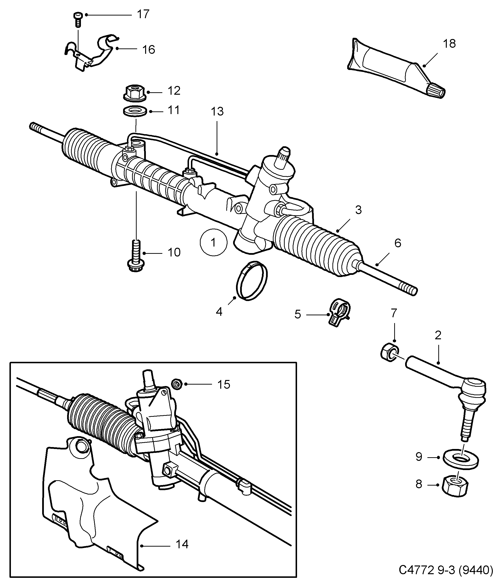 SAAB 93 194 522 - Наконечник рульової тяги, кульовий шарнір avtolavka.club