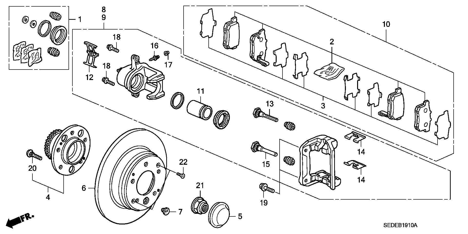 Honda 43022SEDE60 - Гальмівні колодки, дискові гальма avtolavka.club