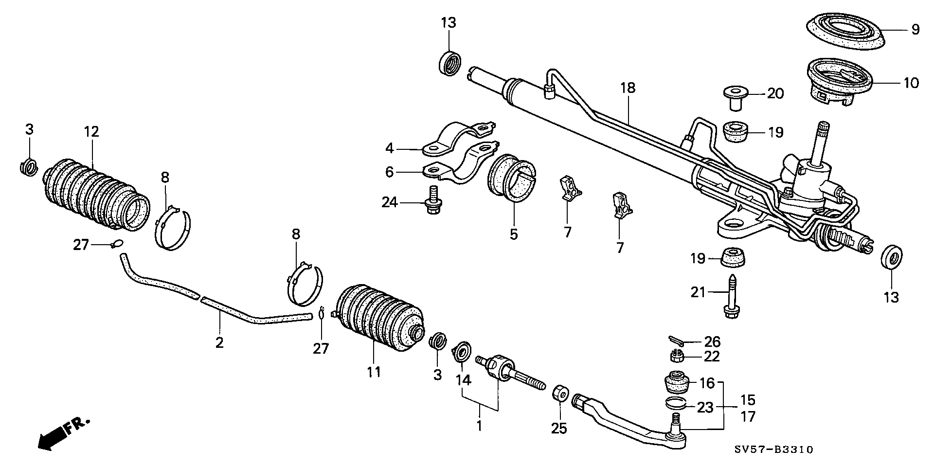 Honda 53534SV1N01 - Комплект пилника, рульове управління avtolavka.club