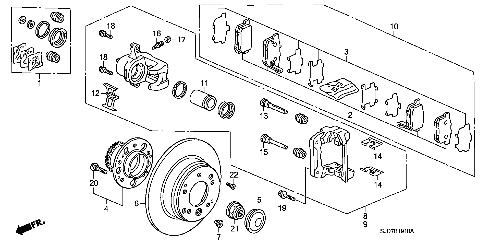 Honda 43022-SJF-E00 - Гальмівні колодки, дискові гальма avtolavka.club