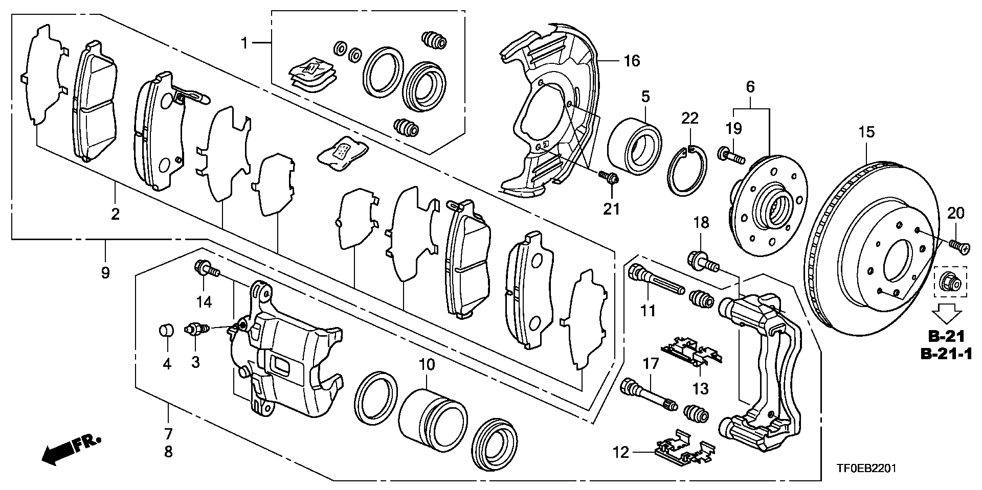 Honda 45022TF0G02 - Гальмівні колодки, дискові гальма avtolavka.club