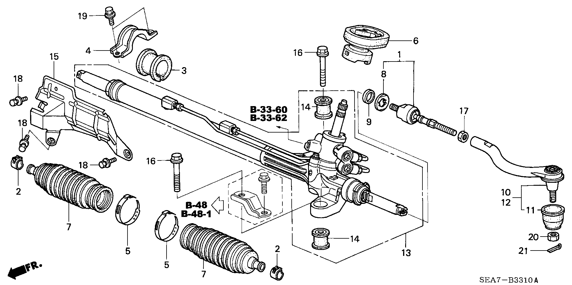 Honda 53601-SEA-G05 - Рульовий механізм, рейка avtolavka.club