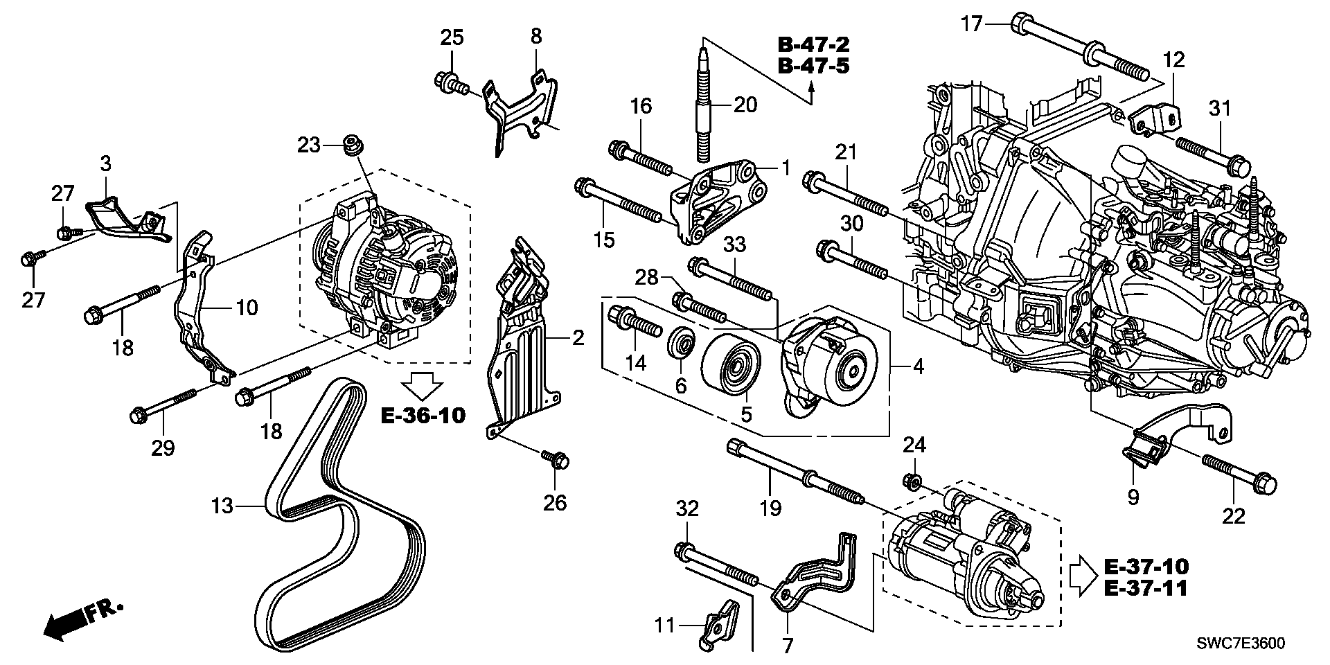 Honda 31170-RFW-G01 - Паразитний / провідний ролик, поліклиновий ремінь avtolavka.club