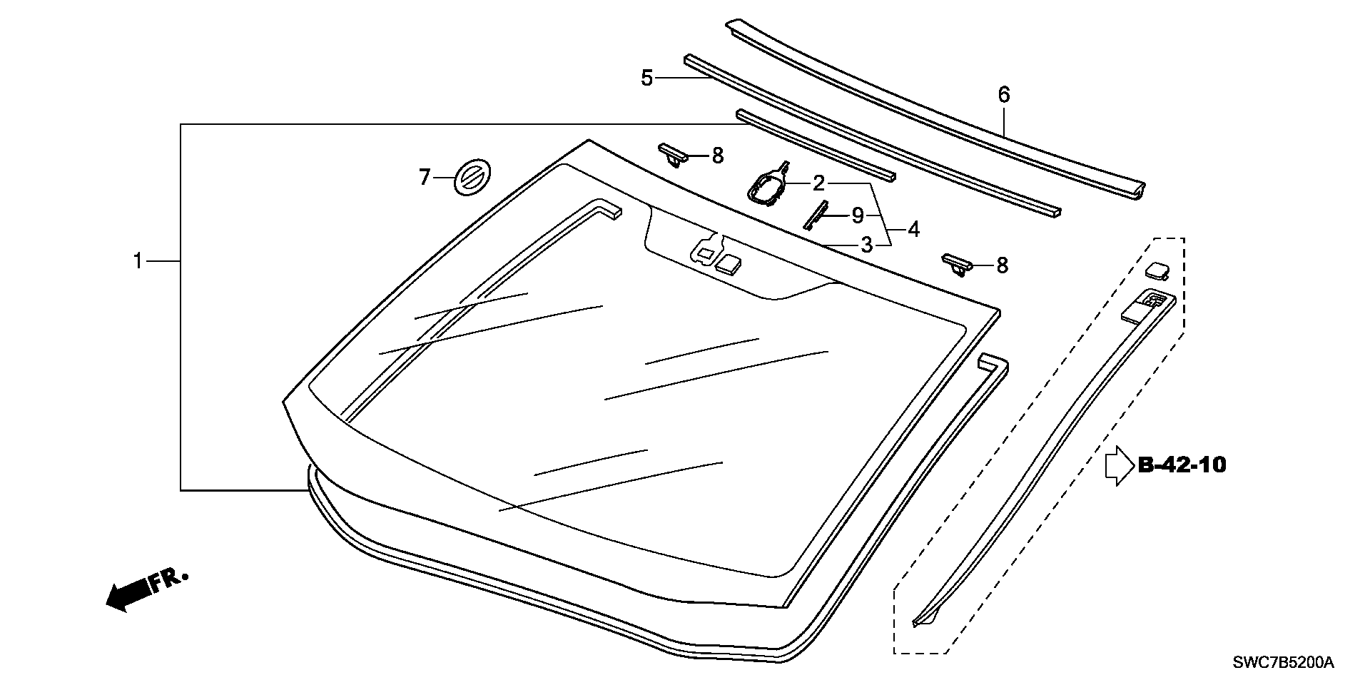 Honda 73111SWYE00 - Вітрове скло avtolavka.club