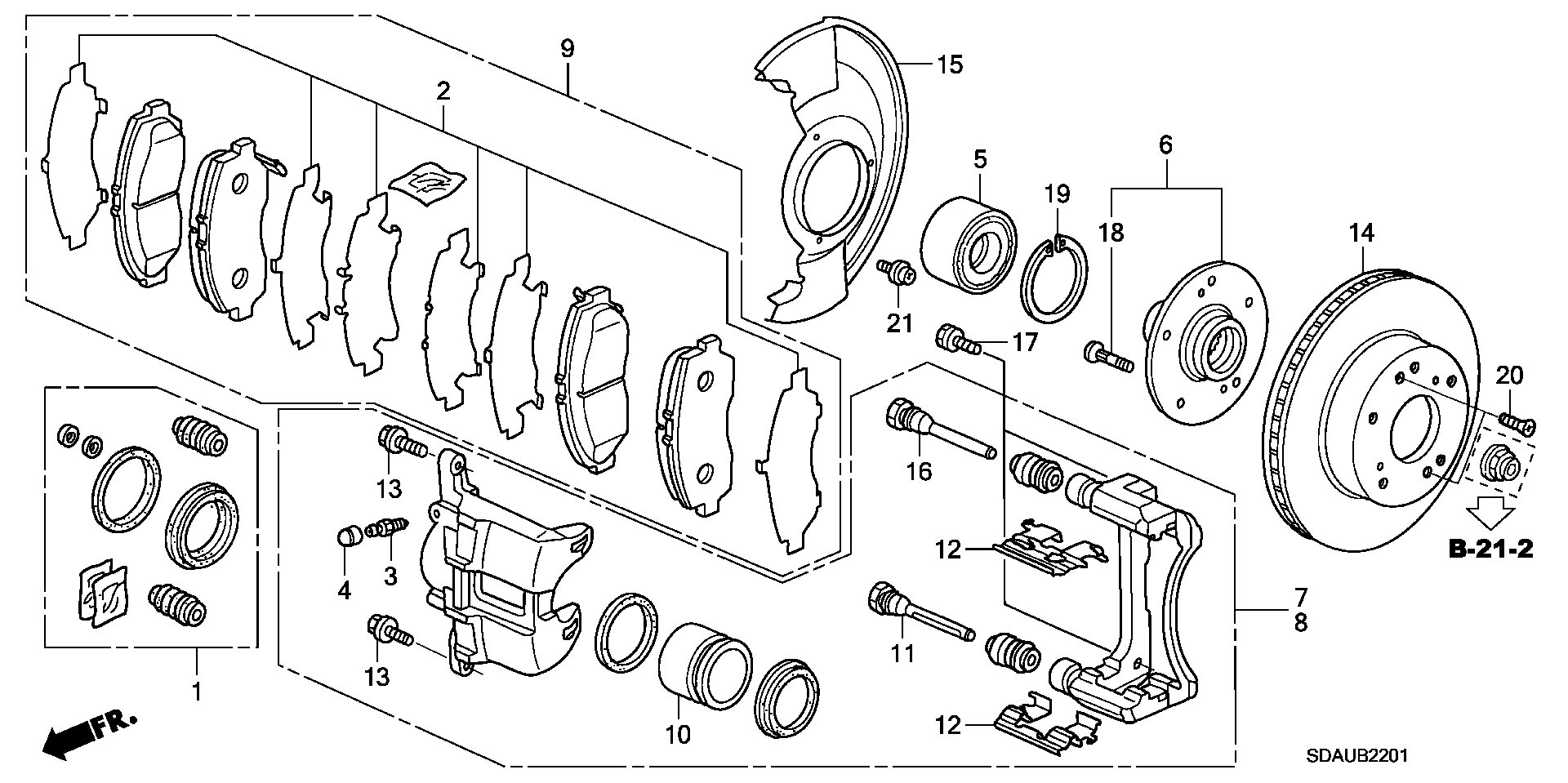 Honda 01463-S87-A00 - Ремкомплект, гальмівний супорт avtolavka.club