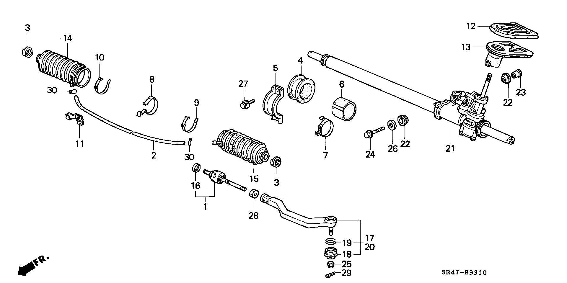 Honda 53534 SR3 A52 - Комплект пилника, рульове управління avtolavka.club