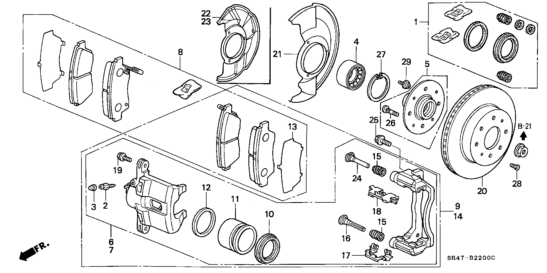 Suzuki 45022SR3G01 - Гальмівні колодки, дискові гальма avtolavka.club